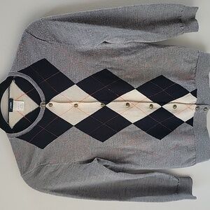 J. Crew Argyle Vintage Wool‎ Cardigan Sweater Size M